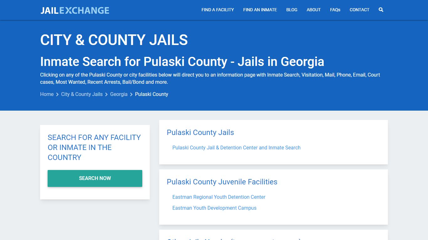 Inmate Search for Pulaski County | Jails in Georgia - Jail Exchange